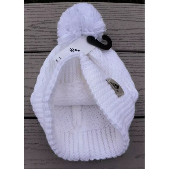 ADIDAS "Twilight 4 Ballie" Women's Cuffed Pom Knit Beanie Hat WHITE One Size New - Picture 5 of 5